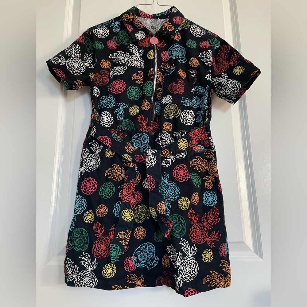 Disney Parks Pixar Coco Girls Dress 13 Collared Belted Pockets